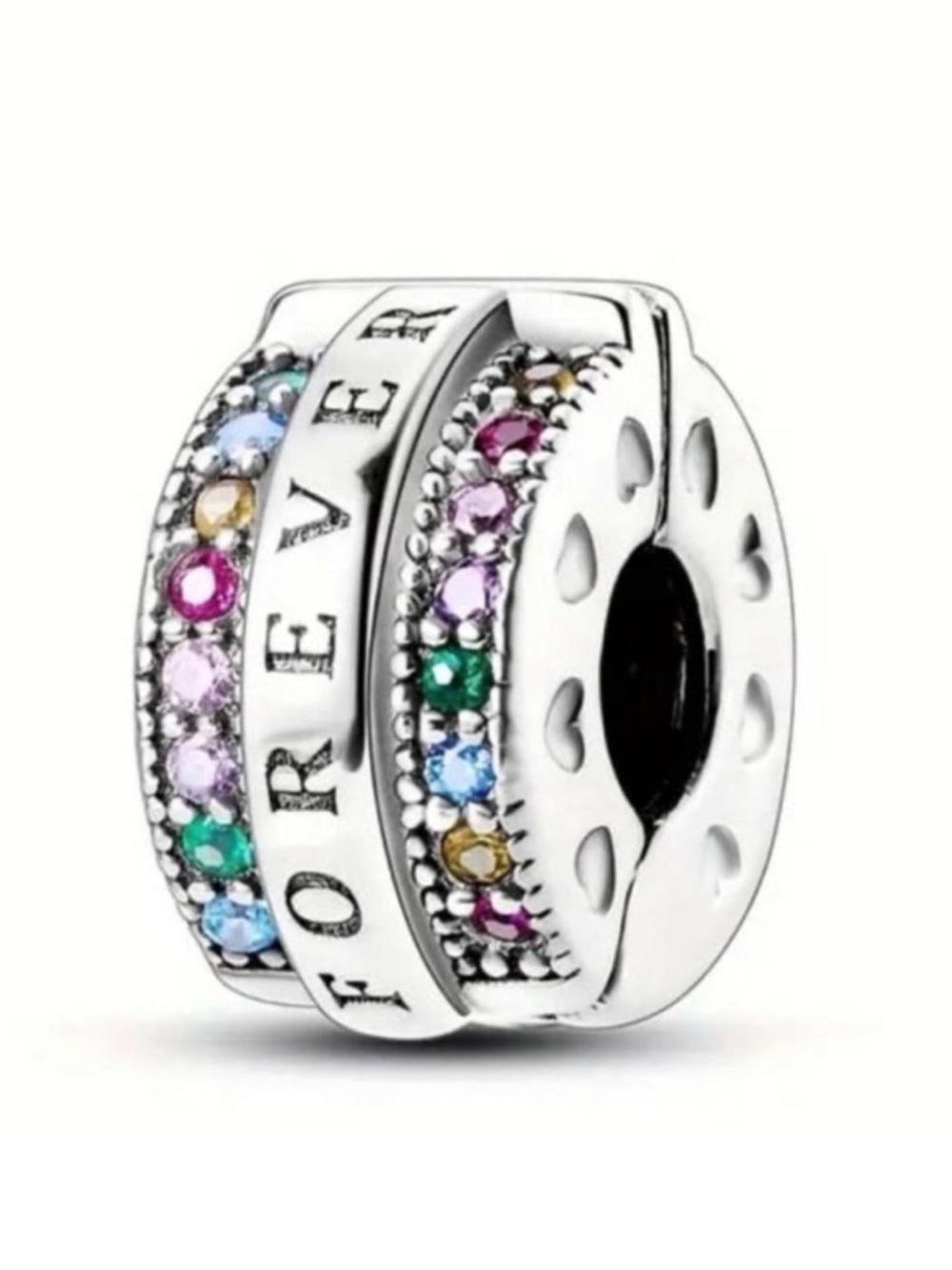 Pandora Sterling Silver Rainbow Pavé 'Forever' Charm